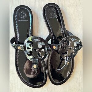 Tory Burch Miller Patent Leather Black Sandals